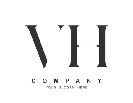 VH logo design. Initial letter v and h serif font style. Creative classic company name typography. Trendy logotype or identity. Vector illustration.のイラスト素材