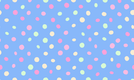 Seamless spotted pattern with colorful round shapes, ideal for abstract backgrounds, wallpaper, or...