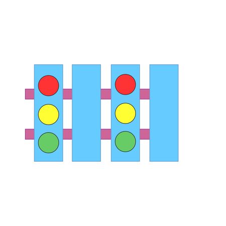 Fence from boards. Traffic lightのイラスト素材