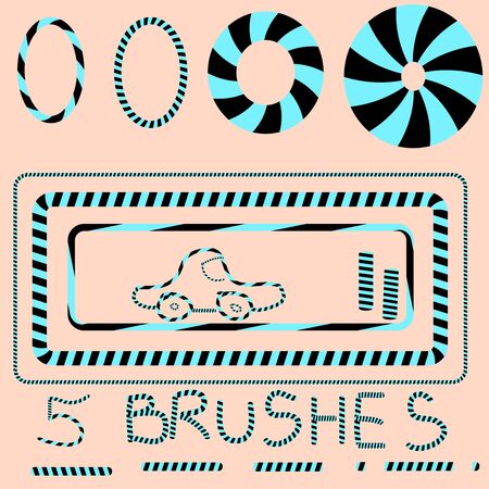 set of decorative brushes . Brush set painting slanted stripesのイラスト素材