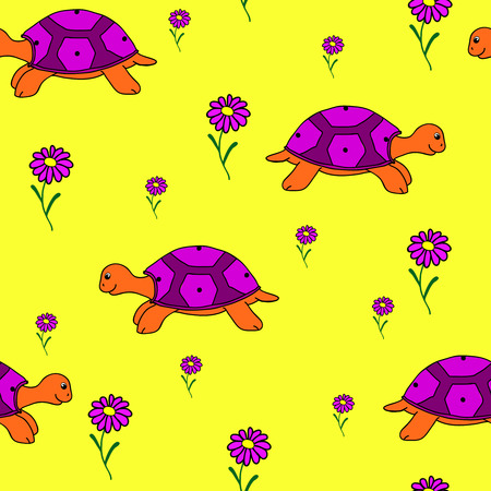 Turtle. Seamless pattern. Vector.のイラスト素材