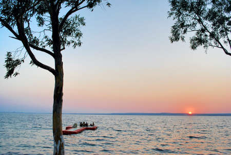Enjoy horizon sunset on Aegean Sea. High quality photoの写真素材