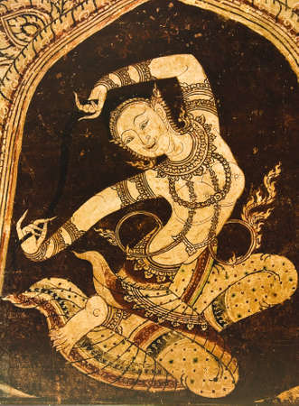 fairy dance art work on the wall of templeの写真素材