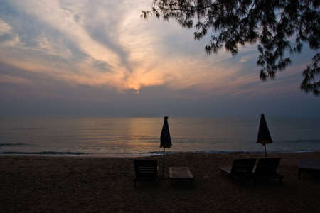 dawn at peaceful beachの写真素材