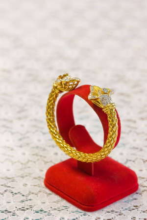 golden bangle with  diamondの写真素材