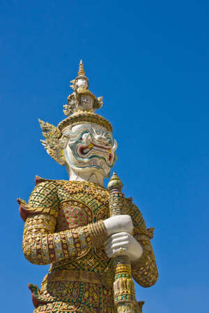 white giant image around the temple of emerald Buddha Bangkok Thailandの写真素材