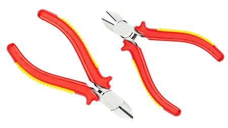 Cutting pliers isolated on white background for construction, industrial, electrician concept design.の写真素材
