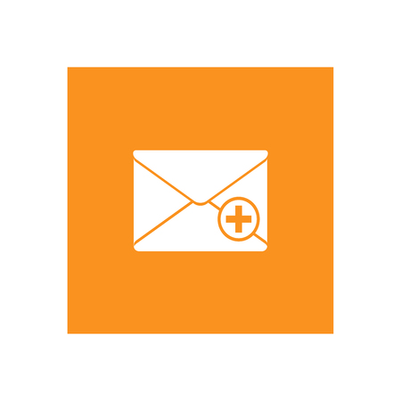 Mail icon in orange square. Vector Illustration.のイラスト素材