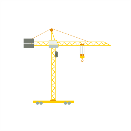 Yellow tower crane icon. Vector illustrationのイラスト素材