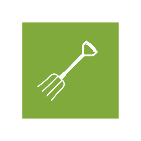 Garden forks in green square on white background.のイラスト素材