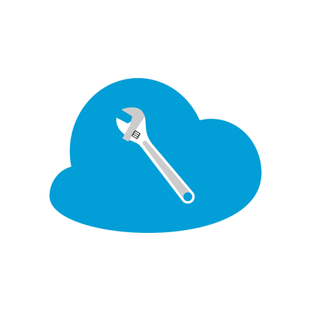 Wrench icon in blue cloud. Vector Illustration.のイラスト素材
