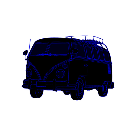 Bus icon. Vector illustration. Blue colorのイラスト素材