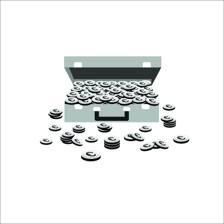Briefcase full of evro icon. Vector Illustrationのイラスト素材