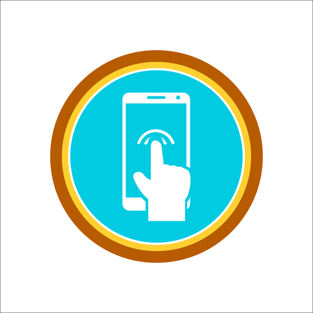 Phone icon pointing finger symbol. Vector Illustrationのイラスト素材