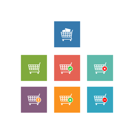 Shopping cart on different color of squaresのイラスト素材