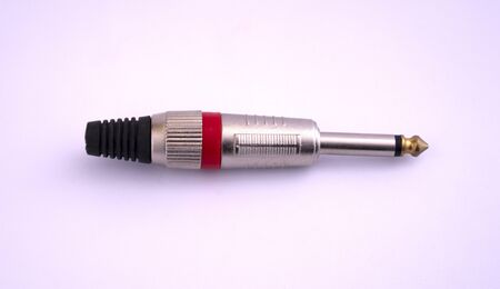 audio plug connector isolated on white backgroundの写真素材