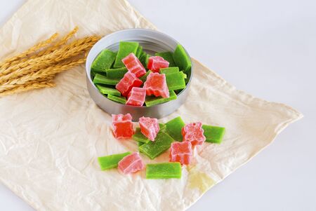 colorful crispy jelly candy dessert made from jelly mix juiceの写真素材