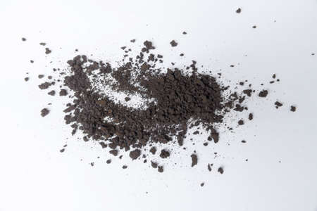Instant brown coffee powder isolated on a white background. closeup texture macro view.の写真素材