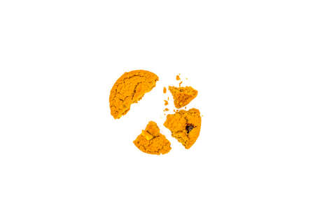 Cookies chocolate chip isolated on a white background. delicious baked homemade cookie.の写真素材