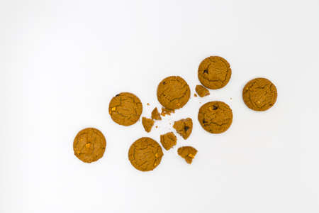 Cookies chocolate chip isolated on a white background. delicious baked homemade cookie.
