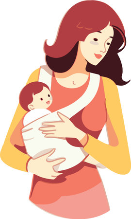 Mother breastfeeding her baby in the arms of her child. Vector illustrationのイラスト素材