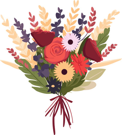Bouquet of flowers in a flat style. Vector illustration.のイラスト素材