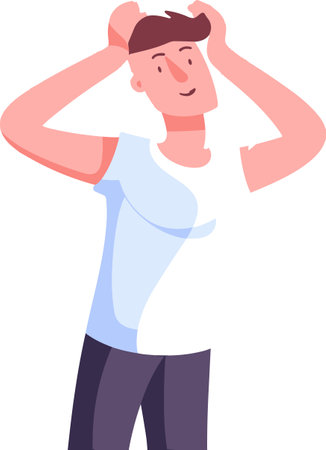 This is an illustration of a man who has a severe headache.のイラスト素材