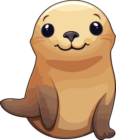 Cute sea lion. Cartoon vector illustration with simple gradients.のイラスト素材