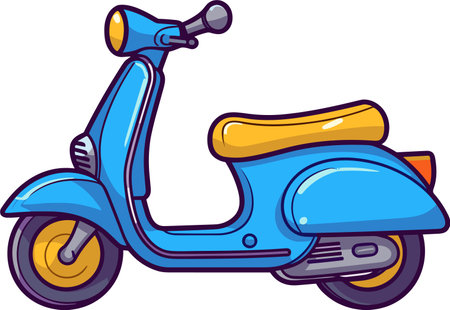 Blue scooter. Vector clip art illustration with simple gradients. All in a single layer.のイラスト素材