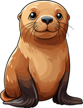 Cute sea lion on a white background. Vector illustration, eps10のイラスト素材