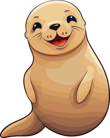 Illustration of a Cute Sea Lion Smiling at the Cameraのイラスト素材