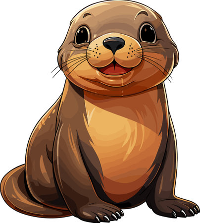 Cute sea lion on a white background. Vector illustration, eps10のイラスト素材