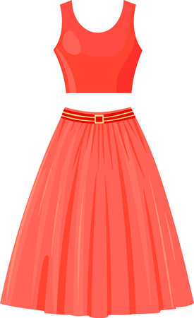This is an illustration of Cute Skirt Design by Embroidery patternsのイラスト素材