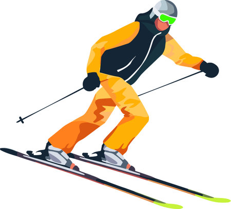Cross-country skier skiing vector illustration isolated on white background.のイラスト素材