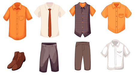 Set of men's clothes on a white background. Vector illustration.のイラスト素材