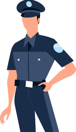 Illustration of a police officer standing with his hands in his pocketsのイラスト素材