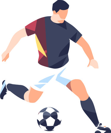 Illustration of a soccer player kicking the ball on a white backgroundのイラスト素材