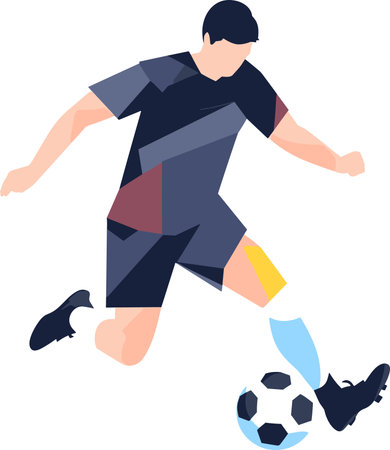 Illustration of a soccer player kicking the ball with a soccer ballのイラスト素材