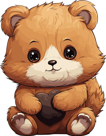 Cute bear holding a heart on a white background. Vector illustrationのイラスト素材
