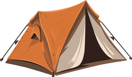 Illustration of a camping tent on isolated white background done in cartoon style.のイラスト素材