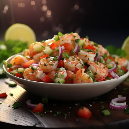 Tasty Prawns Salad with Cilantro, Lime and Onionの素材