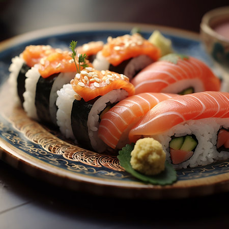 Sushi set on a plate, Japanese food style.の素材