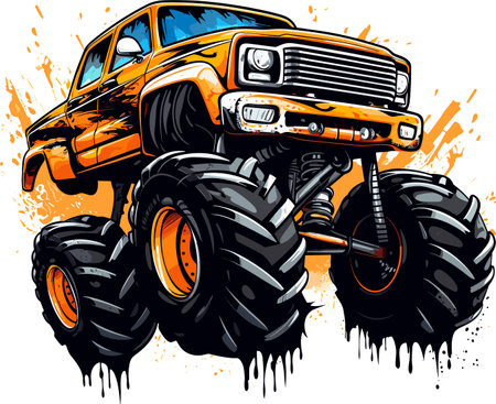 Illustration of off-road vehicle. Grunge background.のイラスト素材