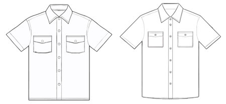 Men's polo shirt template front and back view. Vector illustrationのイラスト素材