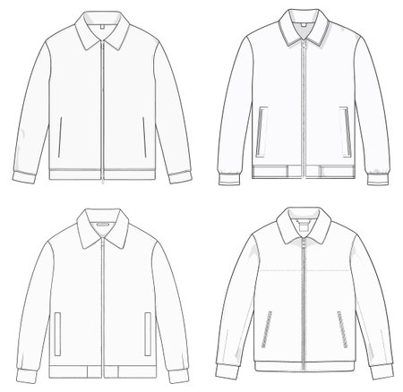 Men's jacket. Front and back views. Vector illustration isolated on white backgroundのイラスト素材
