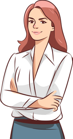 Illustration of a Smiling Businesswoman Wearing a White Suitのイラスト素材