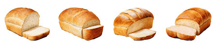 Bread isolated on white background. Set of 3d illustrations.の写真素材