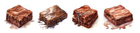 Chocolate cake set. Vector illustration of chocolate cake with cream.の写真素材