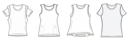 Women's T-shirt template, vector illustration, front and back viewsのイラスト素材