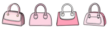 Illustration of handbags in pastel colors on a white backgroundのイラスト素材